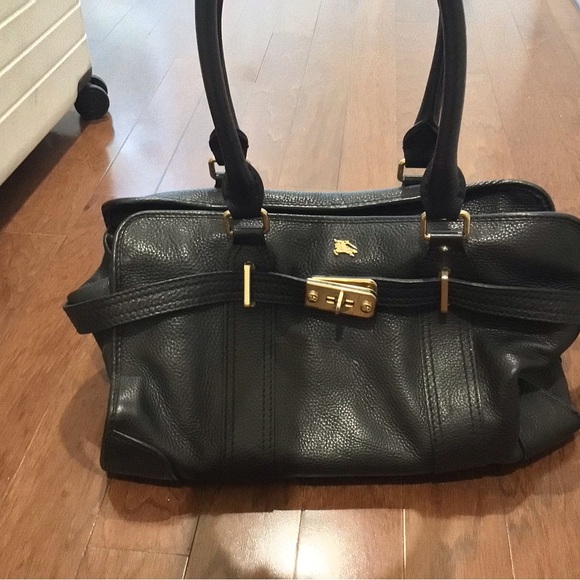 Burberry Handbags - Burberry Black Leather Satchel
